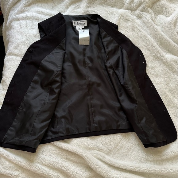 Vintage Whimsigoth Black Vest Floral Embroidered Plus Size 16W Abalone Button Up - Picture 5 of 11